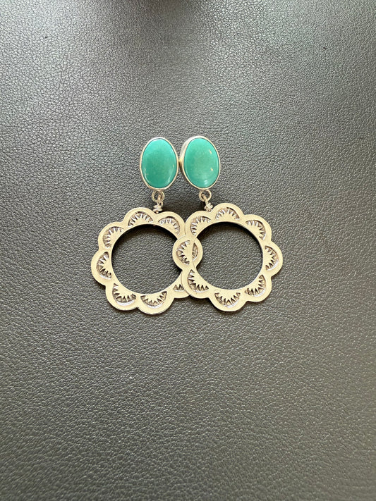 Sonoran Gem Turquoise Stamped Hoop Earrings