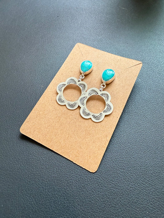 Sonoran Gem Turquoise Stamped Hoop Earrings