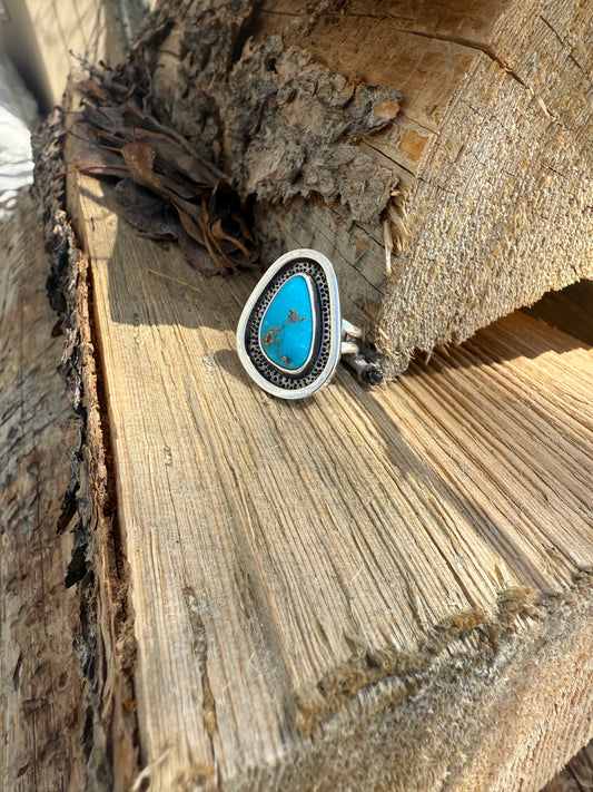 Turquoise Textured Shadowbox Ring