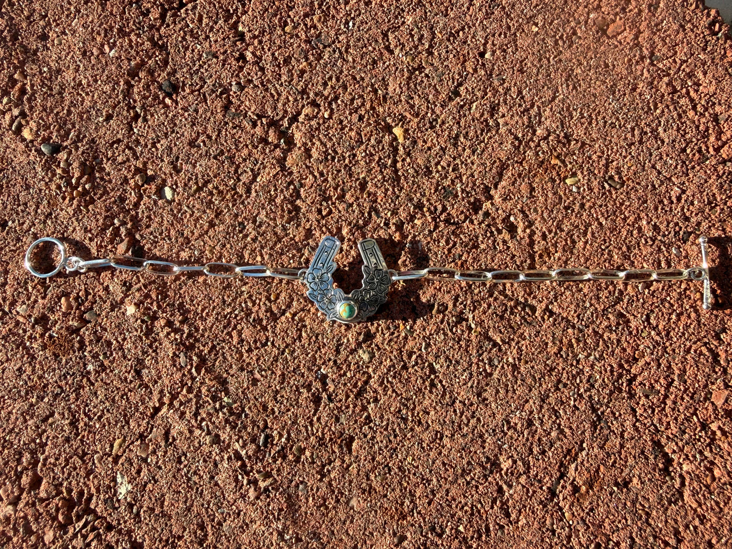 Engraved Lucky Horseshoe Link Bracelet