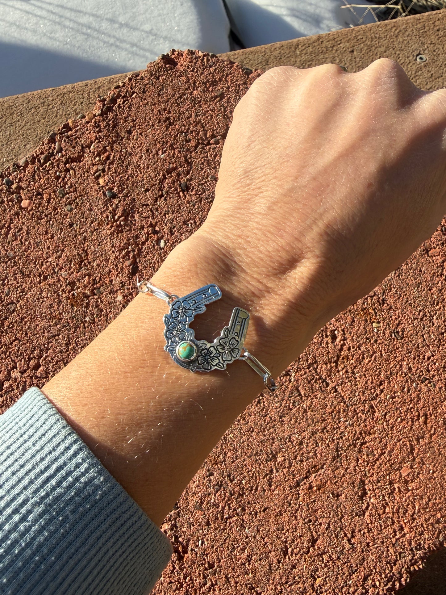 Engraved Lucky Horseshoe Link Bracelet